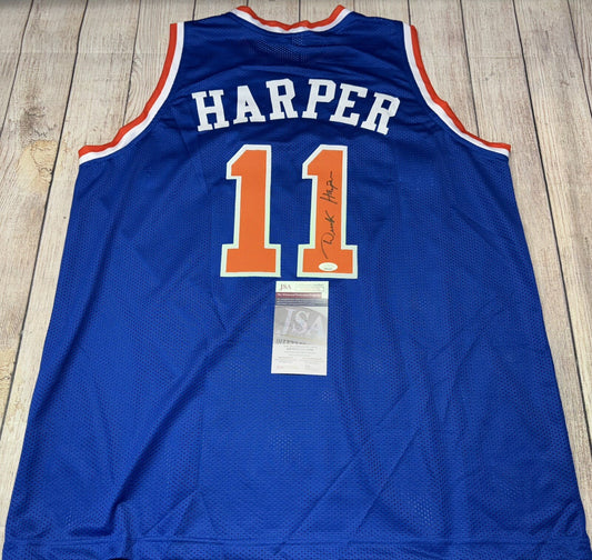 NEW YORK KNICKS DEREK HARPER SIGNED BLUE CUSTOM JERSEY JSA COA!!!