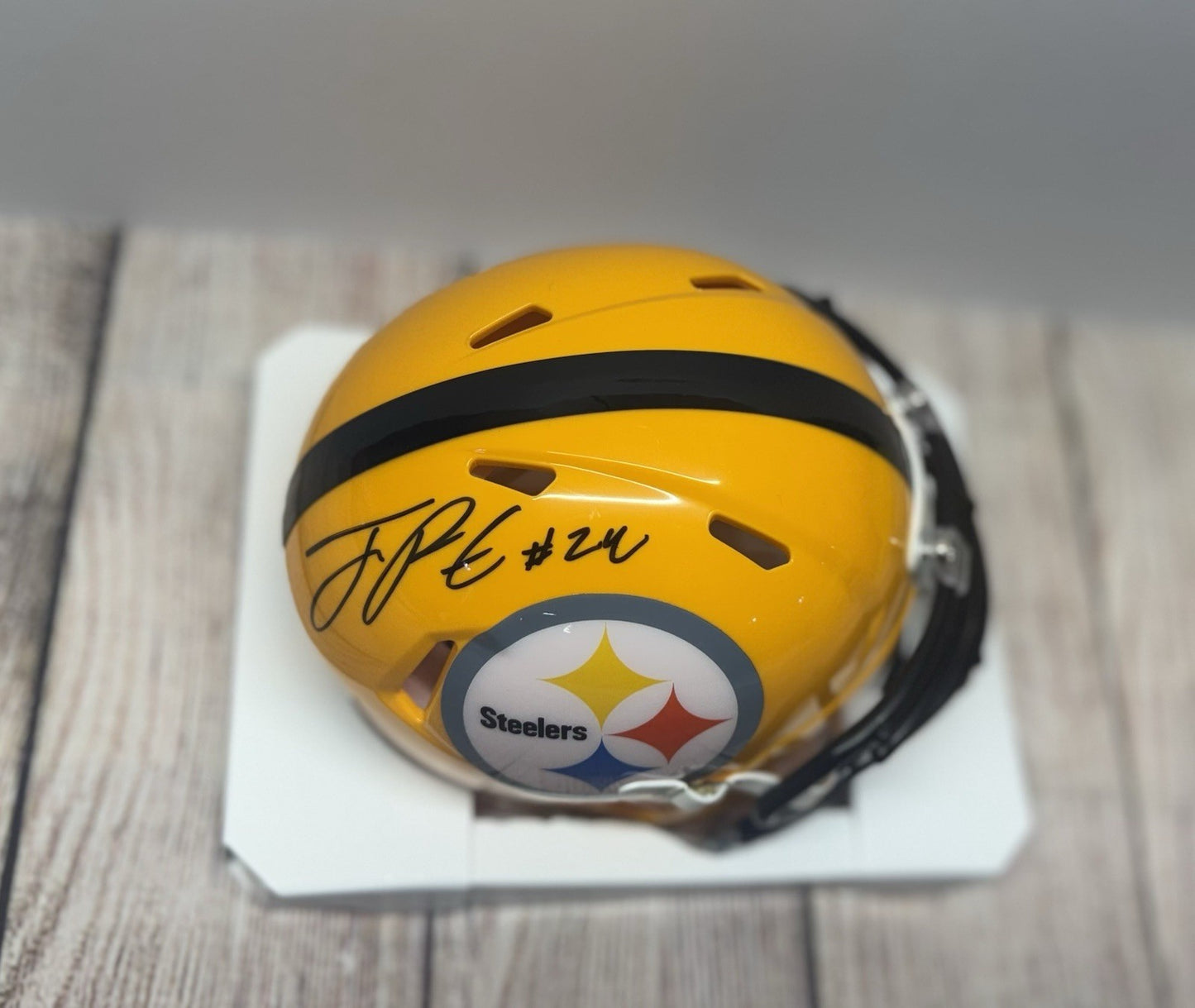 PITTSBURGH STEELERS JOEY PORTER JR SIGNED ALTERNATE MINI HELMET JSA COA!!!
