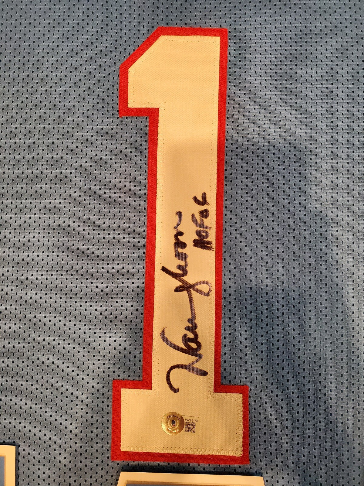 HOUSTON OILERS FRAMED WARREN MOON SIGNED BLUE CUSTOM JERSEY BECKETT COA!