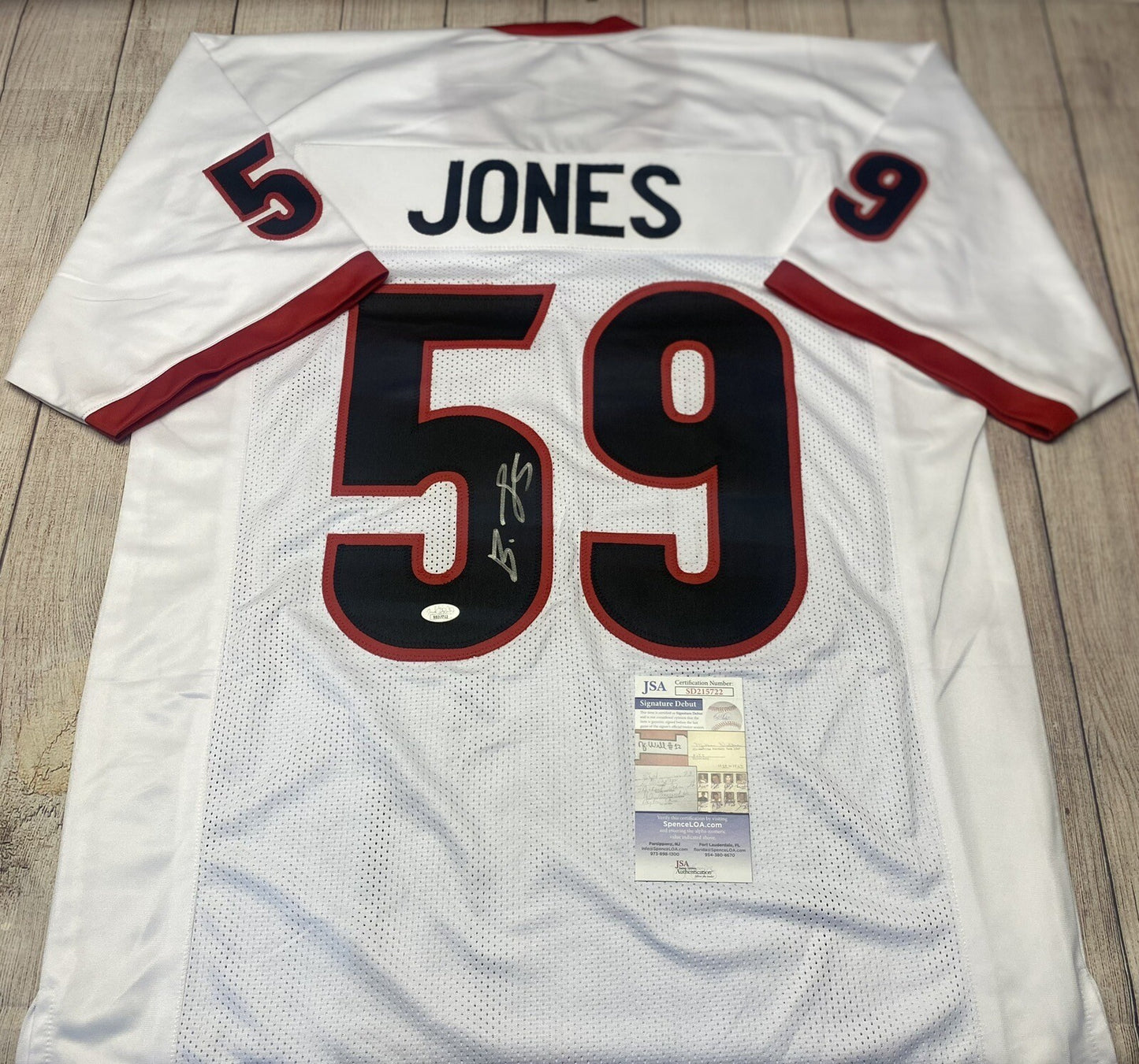 GEORGIA BULLDOGS BRODERICK JONES SIGNED CUSTOM WHITE JERSEY JSA