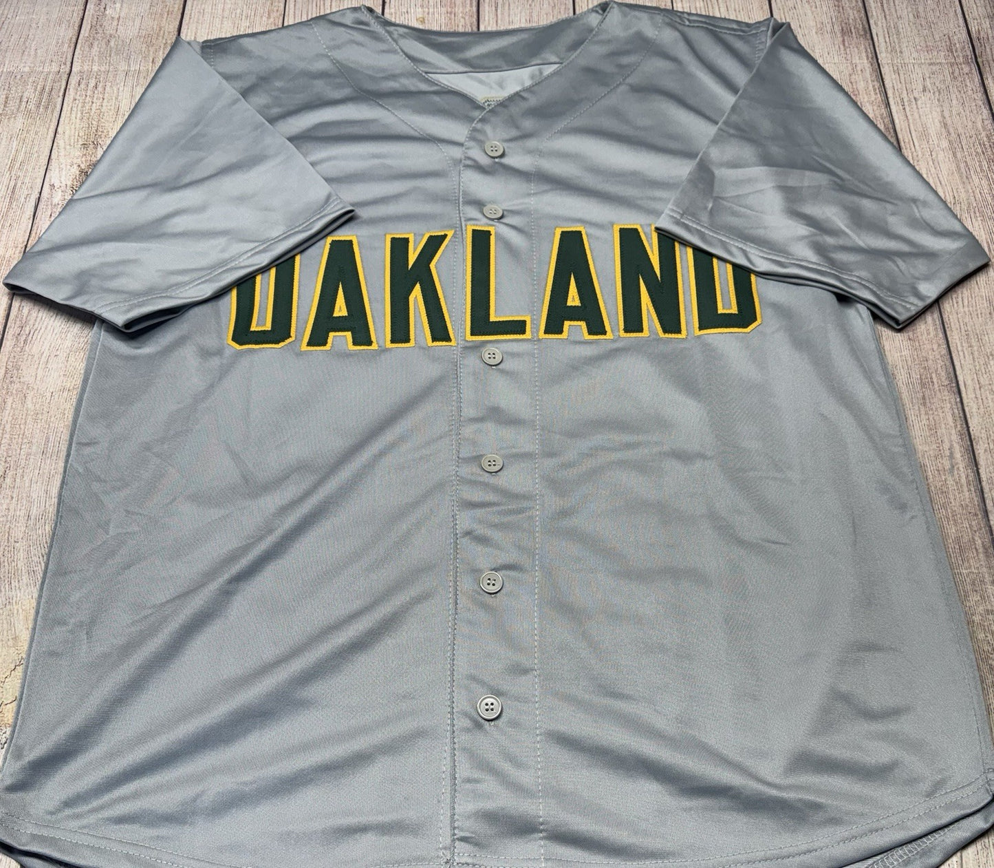 OAKLAND ATHLETICS JOSE CANSECO SIGNED GREY CUSTOM STAT JERSEY JSA COA!!!