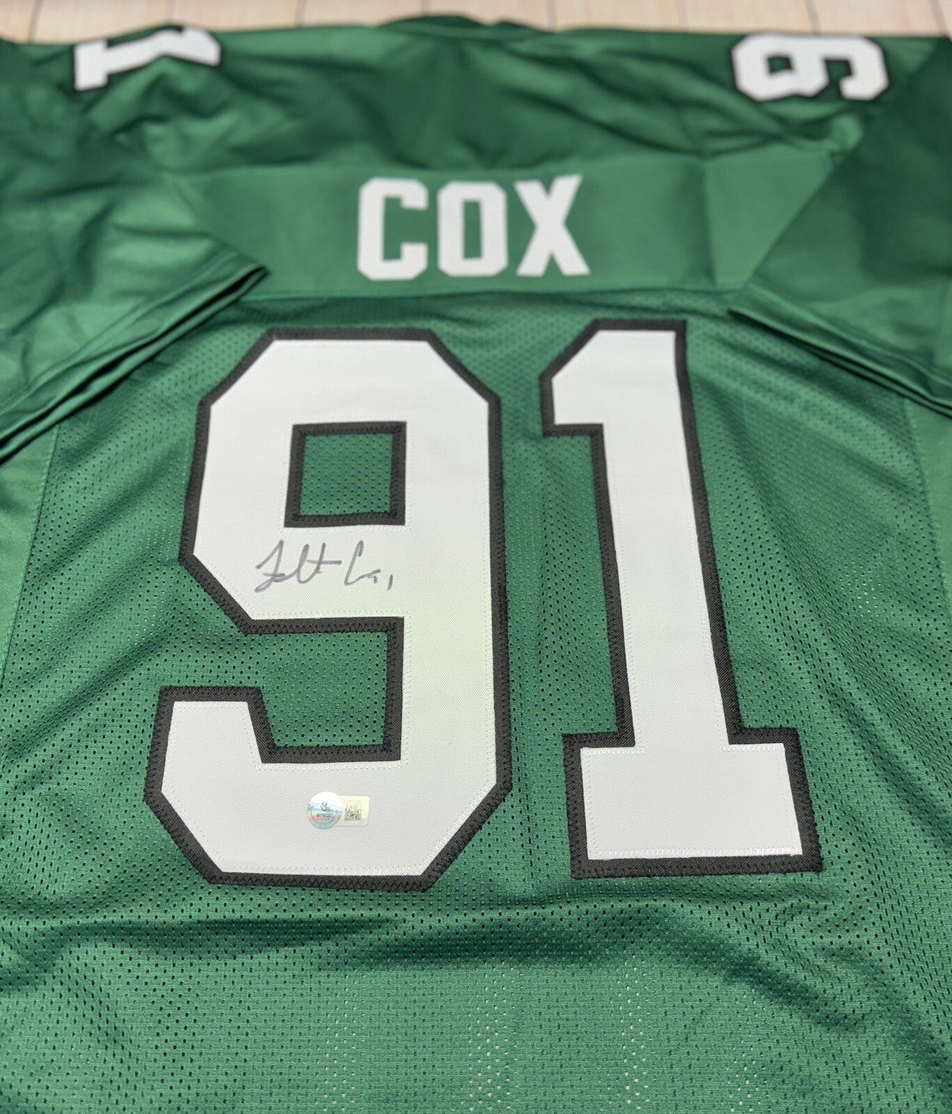 PHILADELPHIA EAGLES FLETCHER COX SIGNED THROWBACK CUSTOM JERSEY  BECKETT COA