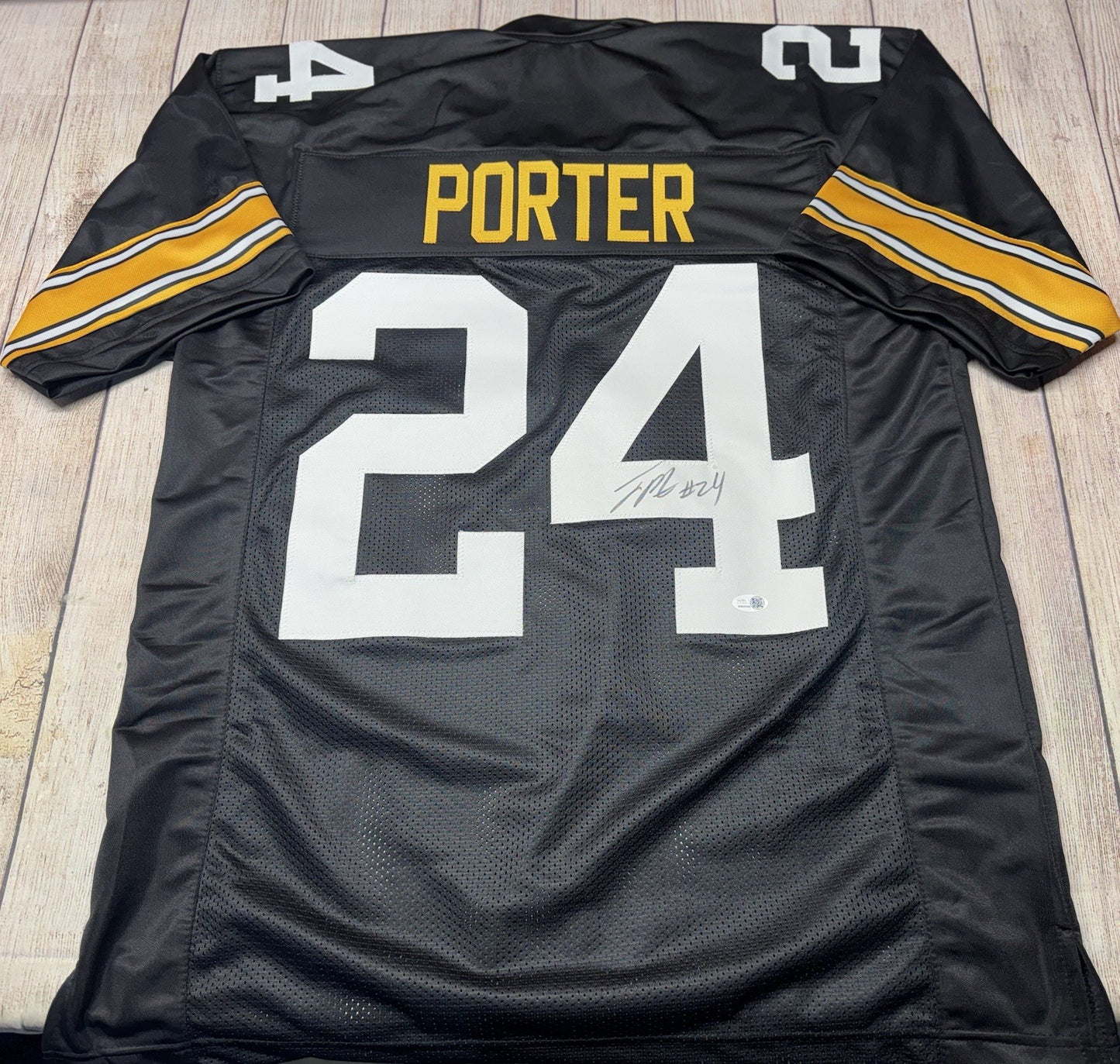 PITTSBURGH STEELERS JOEY PORTER JR SIGNED CUSTOM BLACK JERSEY   JSA COA!!!!