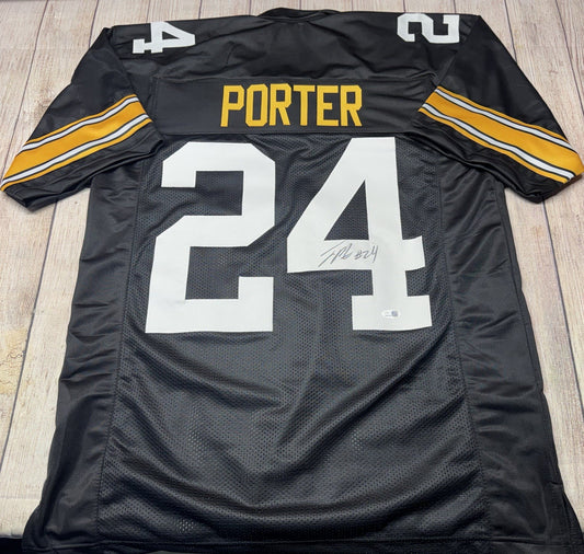 PITTSBURGH STEELERS JOEY PORTER JR SIGNED CUSTOM BLACK JERSEY   JSA COA!!!!