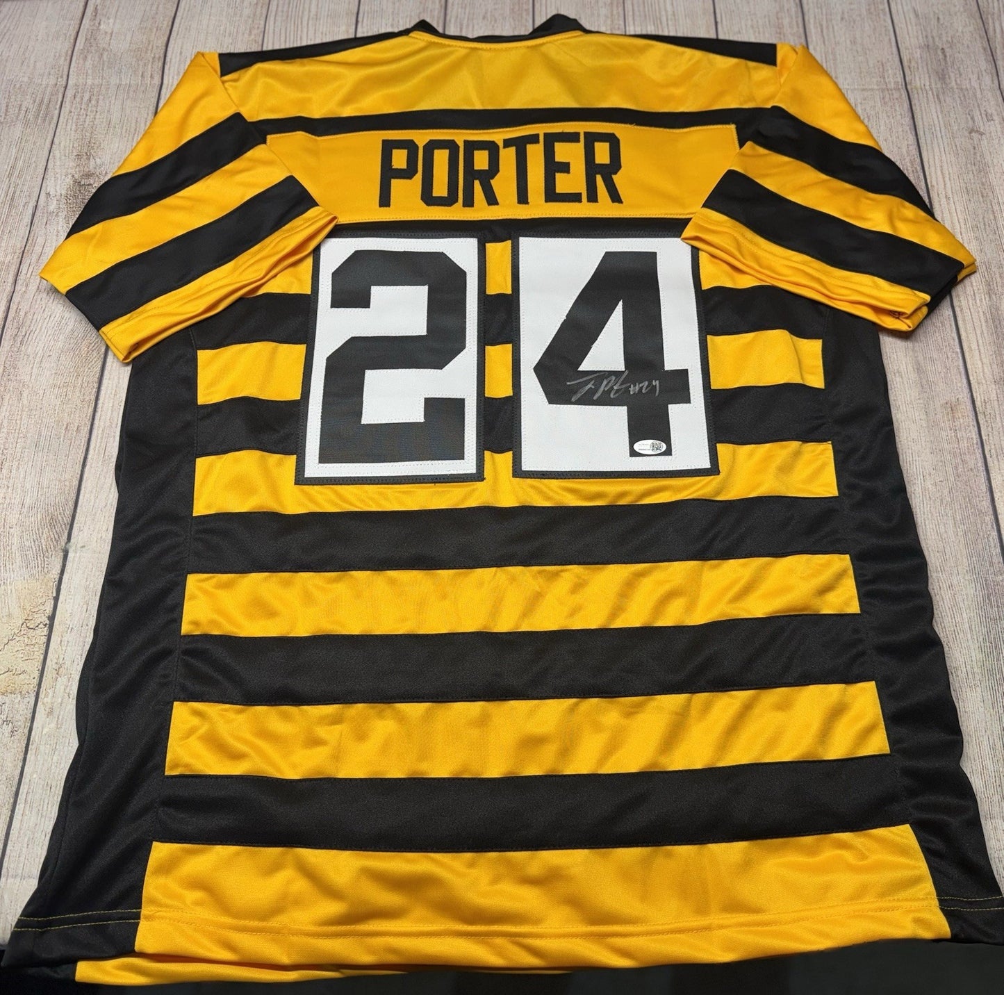 PITTSBURGH STEELERS JOEY PORTER JR SIGNED CUSTOM BUMBLEBEE JERSEY   JSA COA!!!!
