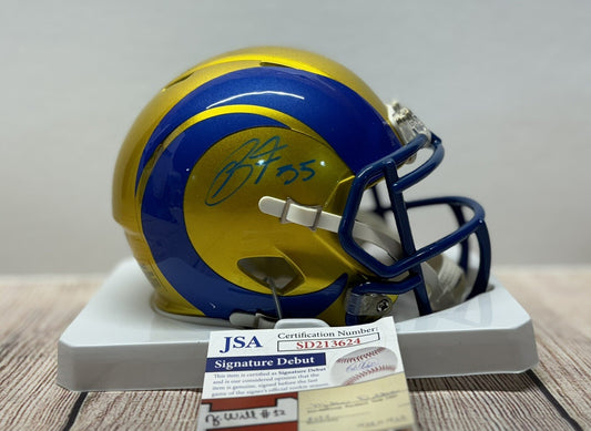 LOS ANGELES RAMS BRADEN FISKE SIGNED FLASH MINI HELMET JSA COA!!!