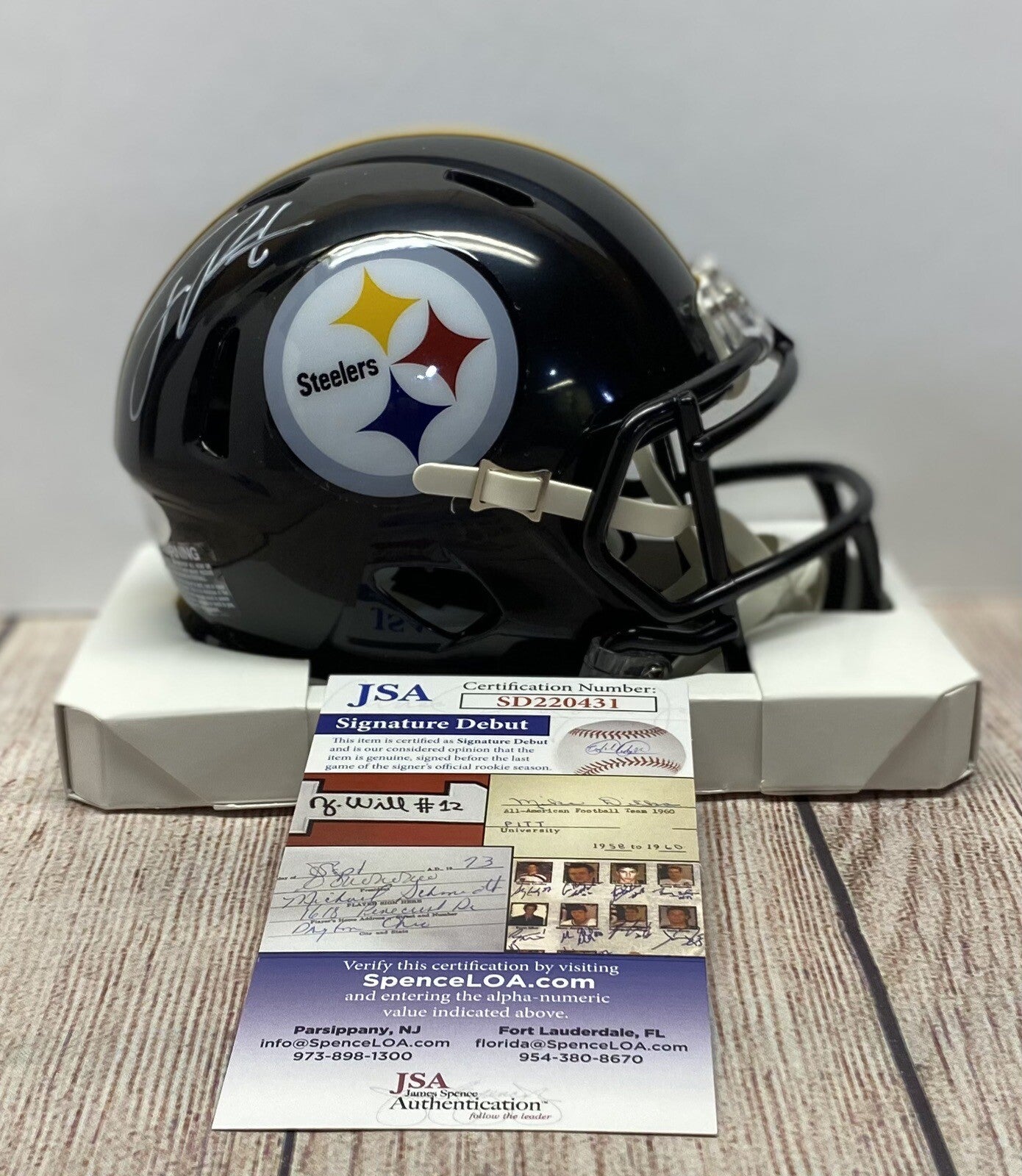 PITTSBURGH STEELERS JOEY PORTER JR SIGNED MINI HELMET JSA COA!!!