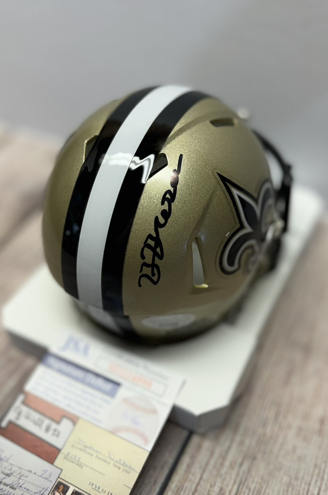 NEW ORLEANS SAINTS BRYAN BRESEE SIGNED MINI HELMET  JSA COA