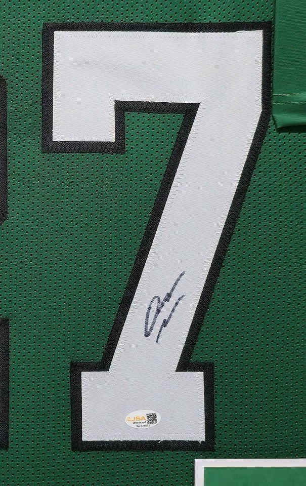 PHILADELPHIA EAGLES QUINYON MITCHELL SIGNED FRAMED CUSTOM KELLY GREEN JERSEY JSA