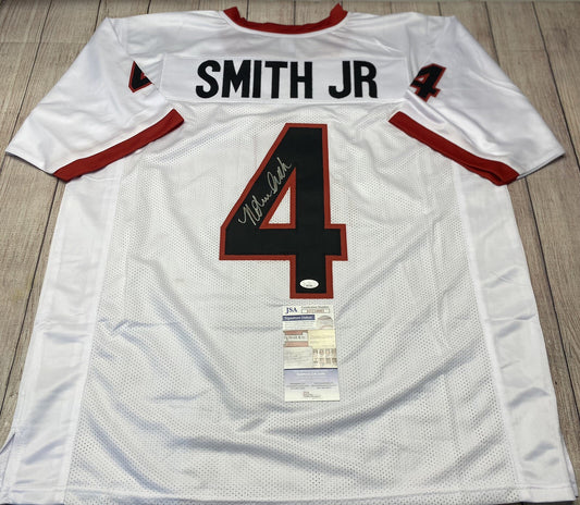 GEORGIA BULLDOGS NOLAN SMITH JR SIGNED WHITE CUSTOM JERSEY  JSA