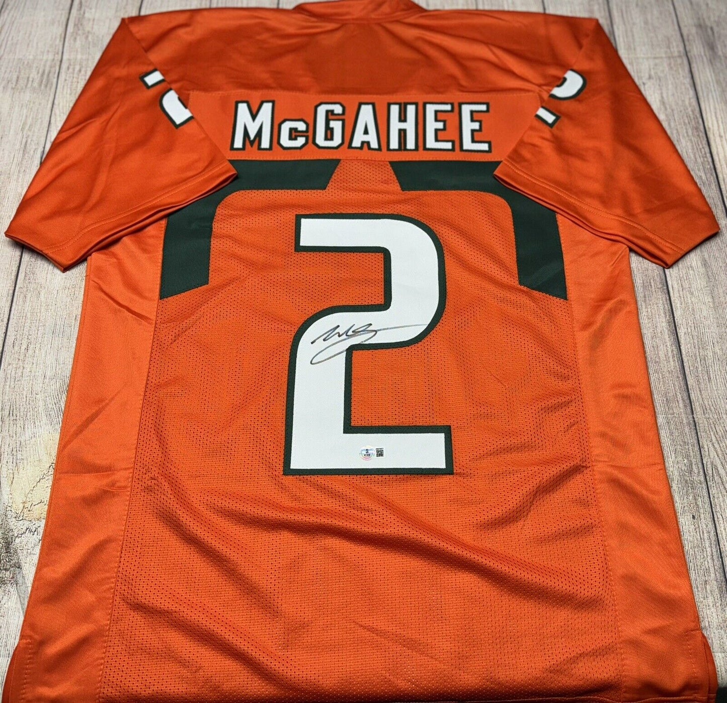 MIAMI HURRICANES WILLIS MCGAHEE SIGNED ORANGE CUSTOM JERSEY BECKETT COA!!!!