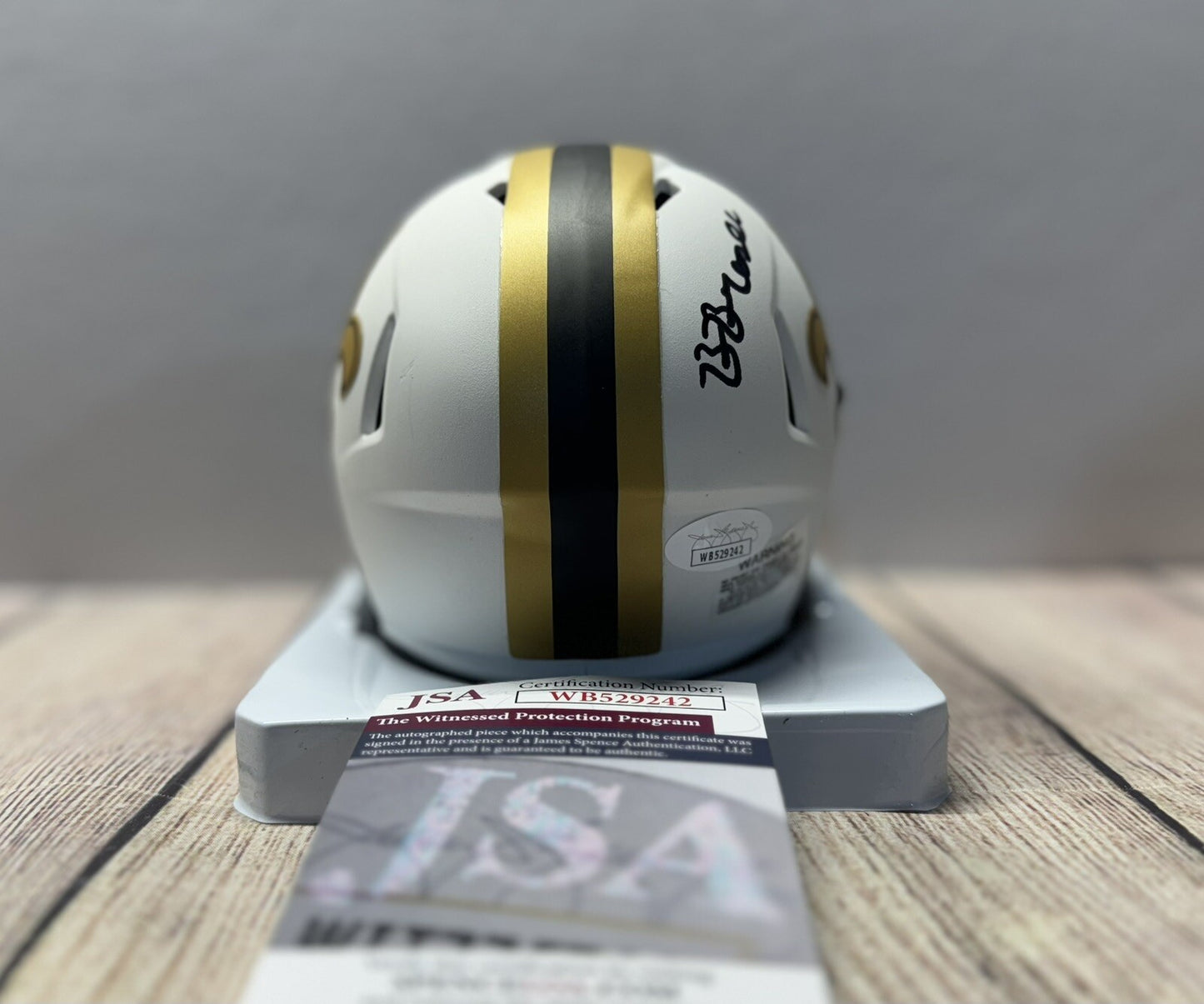 NEW ORLEANS SAINTS BRYAN BRESEE SIGNED LUNAR MINI HELMET  JSA COA