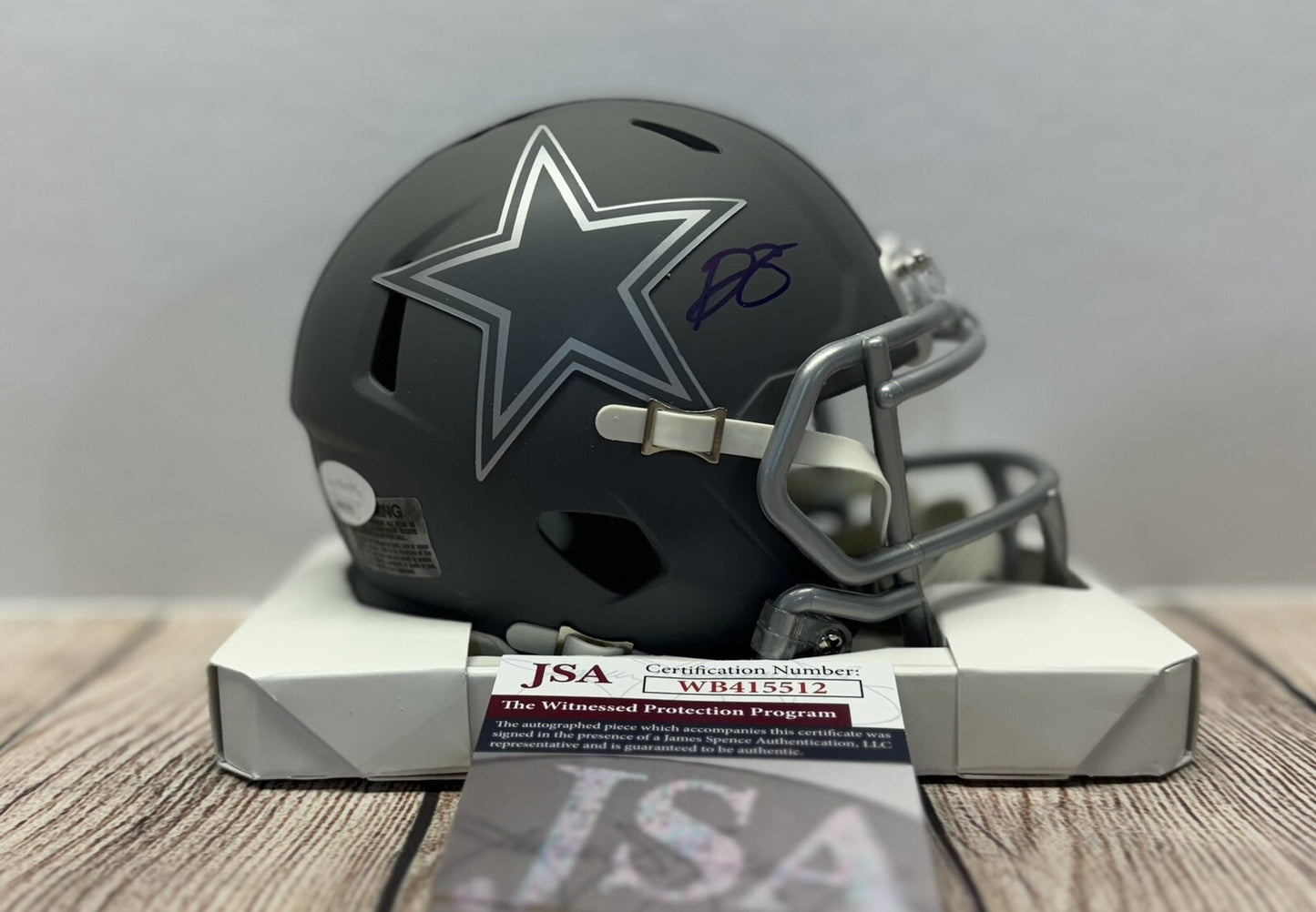 DALLAS COWBOYS DARON BLAND SIGNED  SLATE MINI HELMET  JSA COA
