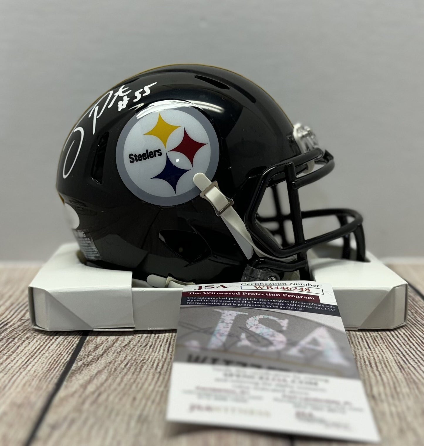 PITTSBURGH STEELERS JOEY PORTER SR SIGNED MINI HELMET JSA COA!!!