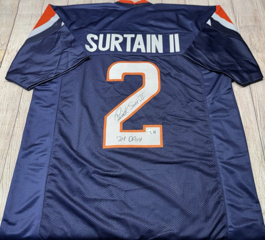 DENVER BRONCOS PATRICK SURTAIN II SIGNED CUSTOM BLUE JERSEY “24 DPOY” BECKETT