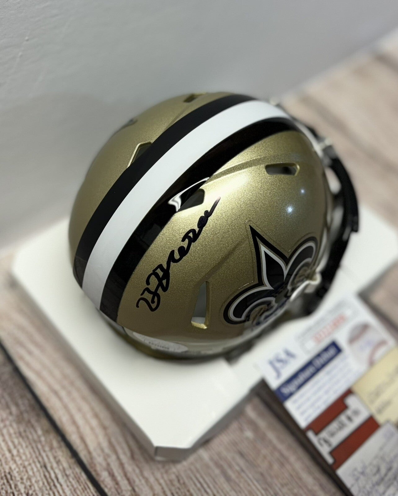 NEW ORLEANS SAINTS BRYAN BRESEE SIGNED MINI HELMET  JSA COA