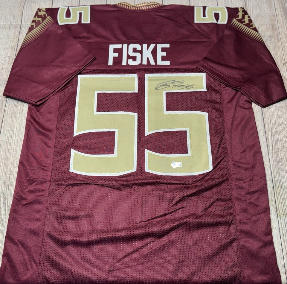 BRADEN FISKE FLORIDA STATE SEMINOLES SIGNED CUSTOM MAROON JERSEY BECKETT COA!!!