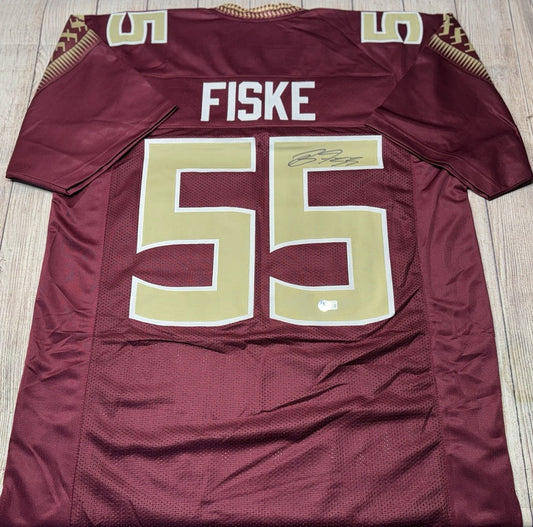BRADEN FISKE FLORIDA STATE SEMINOLES SIGNED CUSTOM MAROON JERSEY BECKETT COA!!!