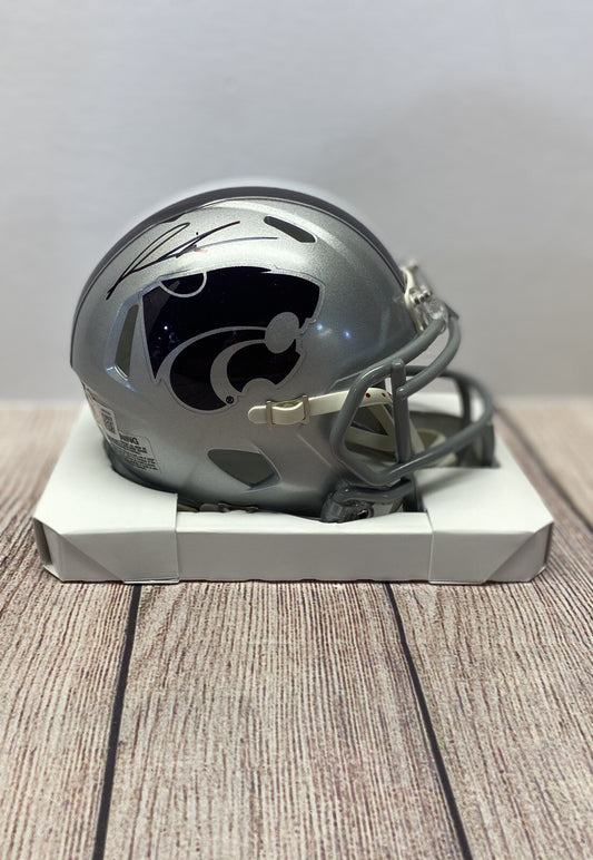 KANSAS STATE WILDCATS FELIX ANUDIKE-UZOMAH SIGNED GRAY MINI HELMET   BECKETT