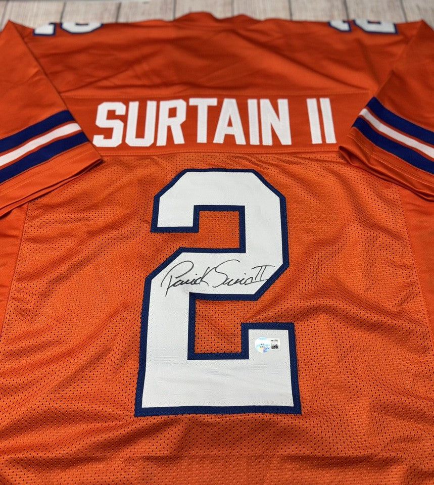 DENVER BRONCOS PATRICK SURTAIN II SIGNED CUSTOM THROWBACK JERSEY BECKETT COA!!
