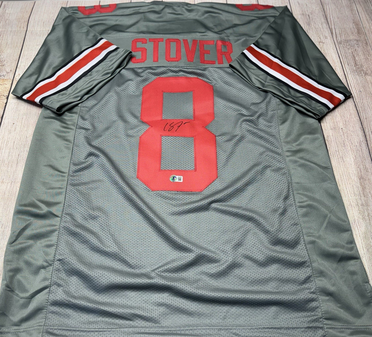 OHIO STATE BUCKEYES CADE STOVER SIGNED GREY CUSTOM JERSEY BECKETT COA!!!!