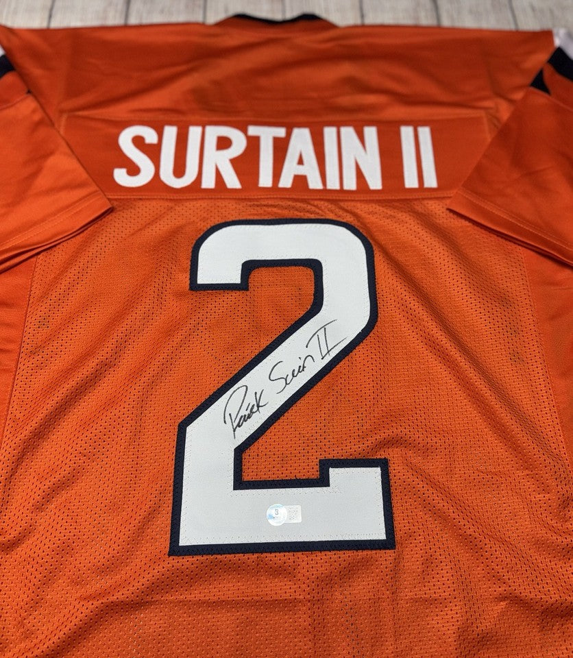 DENVER BRONCOS PATRICK SURTAIN II SIGNED CUSTOM ORANGE JERSEY BECKETT COA!!