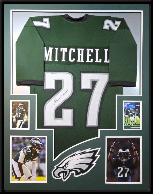 PHILADELPHIA EAGLES QUINYON MITCHELL SIGNED KELLY GREEN CUSTOM JERSEY  JSA