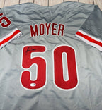 Jamie Moyer signature detail on Philadelphia Phillies grey jersey