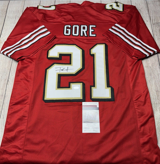 SAN FRANCISCO 49ERS FRANK GORE SIGNED TO RED CUSTOM JERSEY JSA COA!!!!