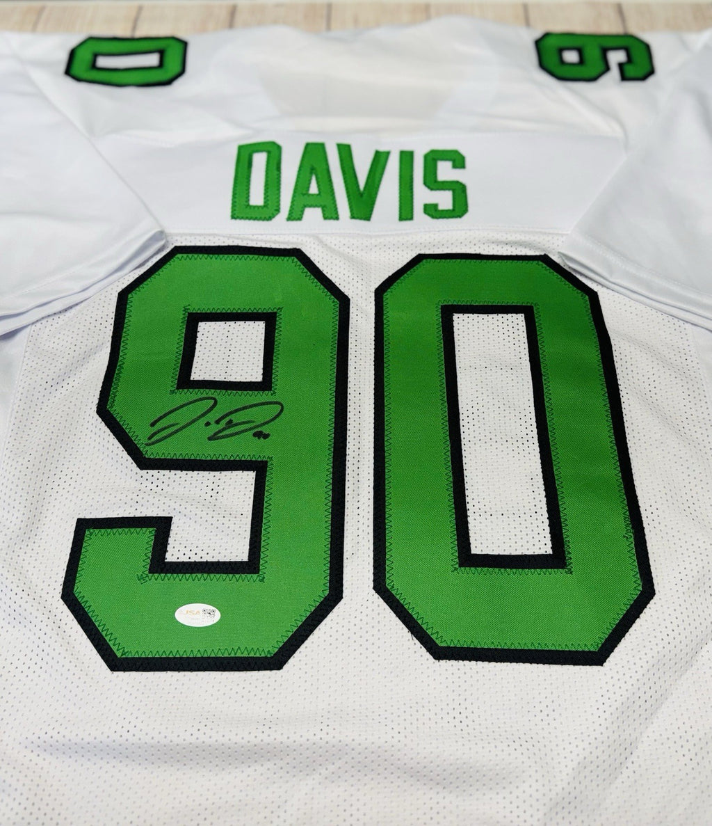 Jordan Davis signature detail on Philadelphia Eagles throwback jersey