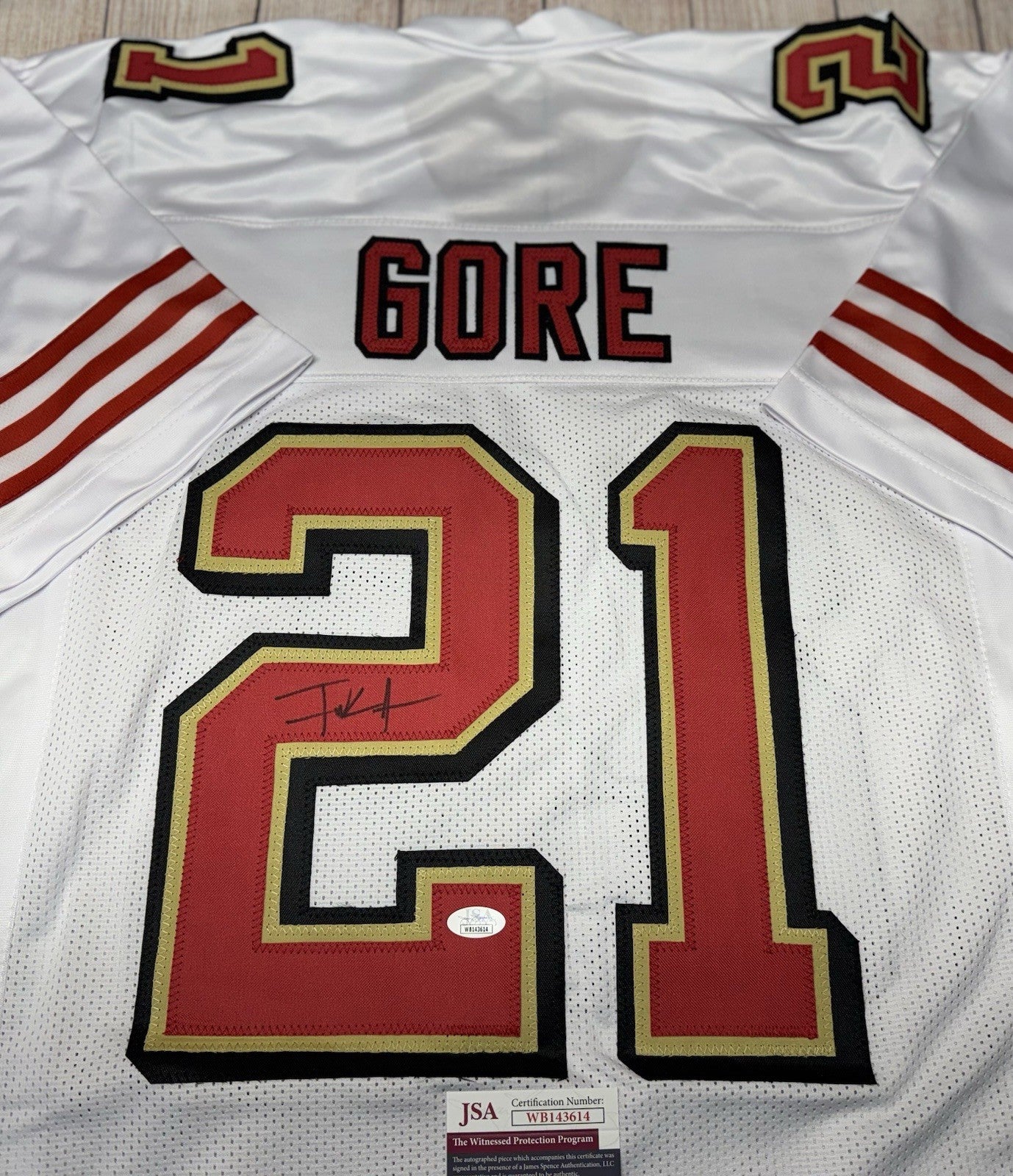SAN FRANCISCO 49ERS FRANK GORE SIGNED TO WHITE CUSTOM JERSEY JSA COA!!!!