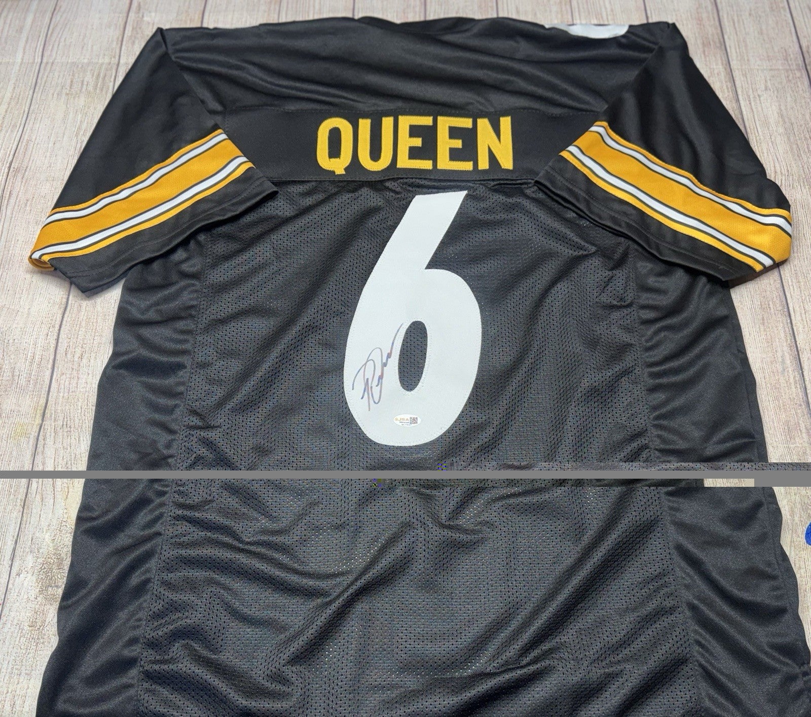 Patrick Queen autographed Pittsburgh Steelers black custom jersey with JSA COA