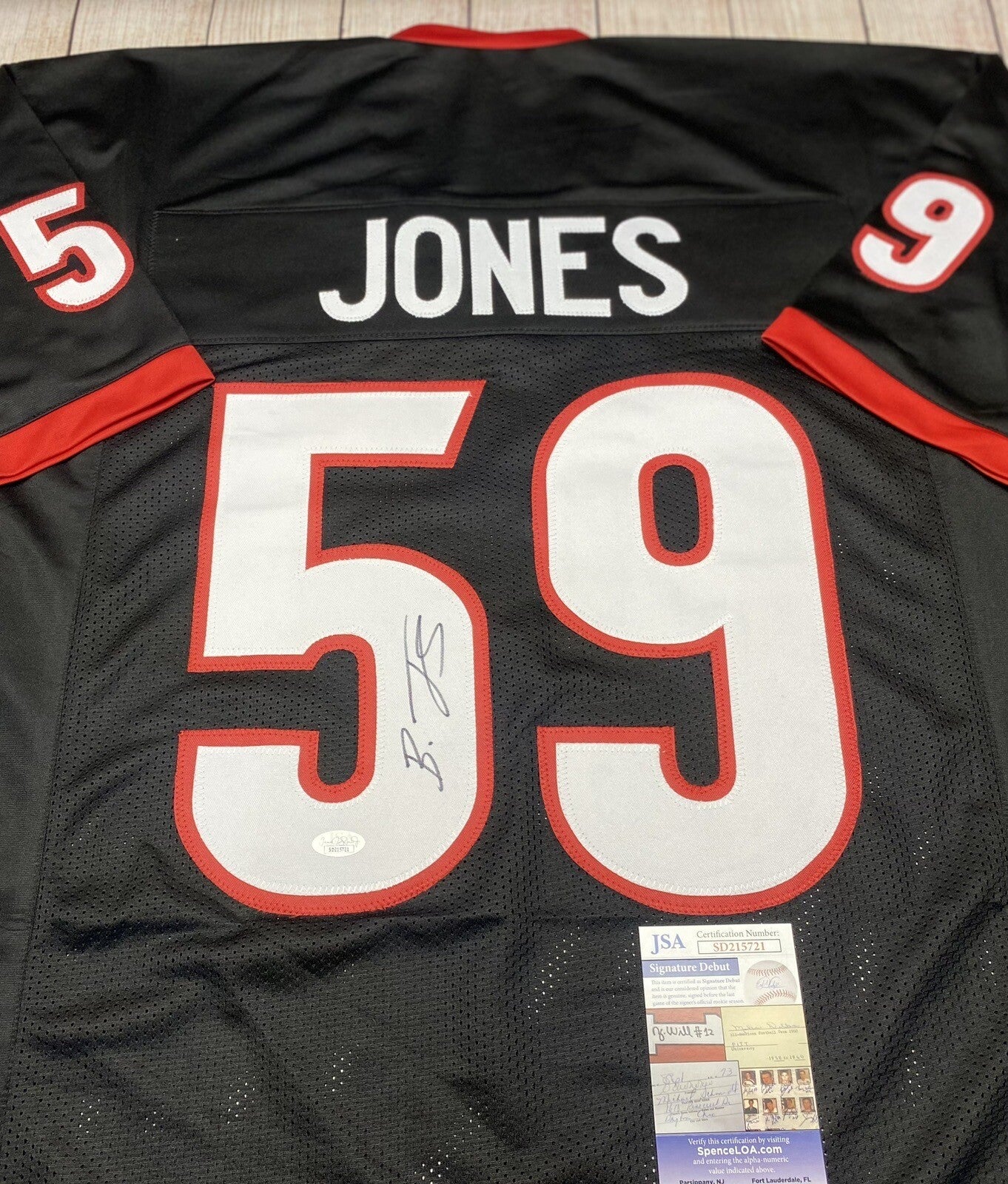 GEORGIA BULLDOGS BRODERICK JONES SIGNED CUSTOM BLACK JERSEY JSA
