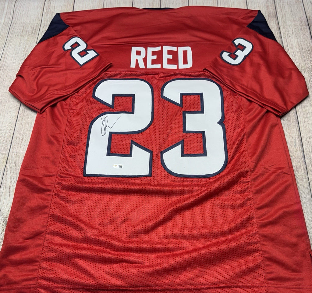 Jaylen Reed autographed Houston Texans red custom jersey with JSA COA