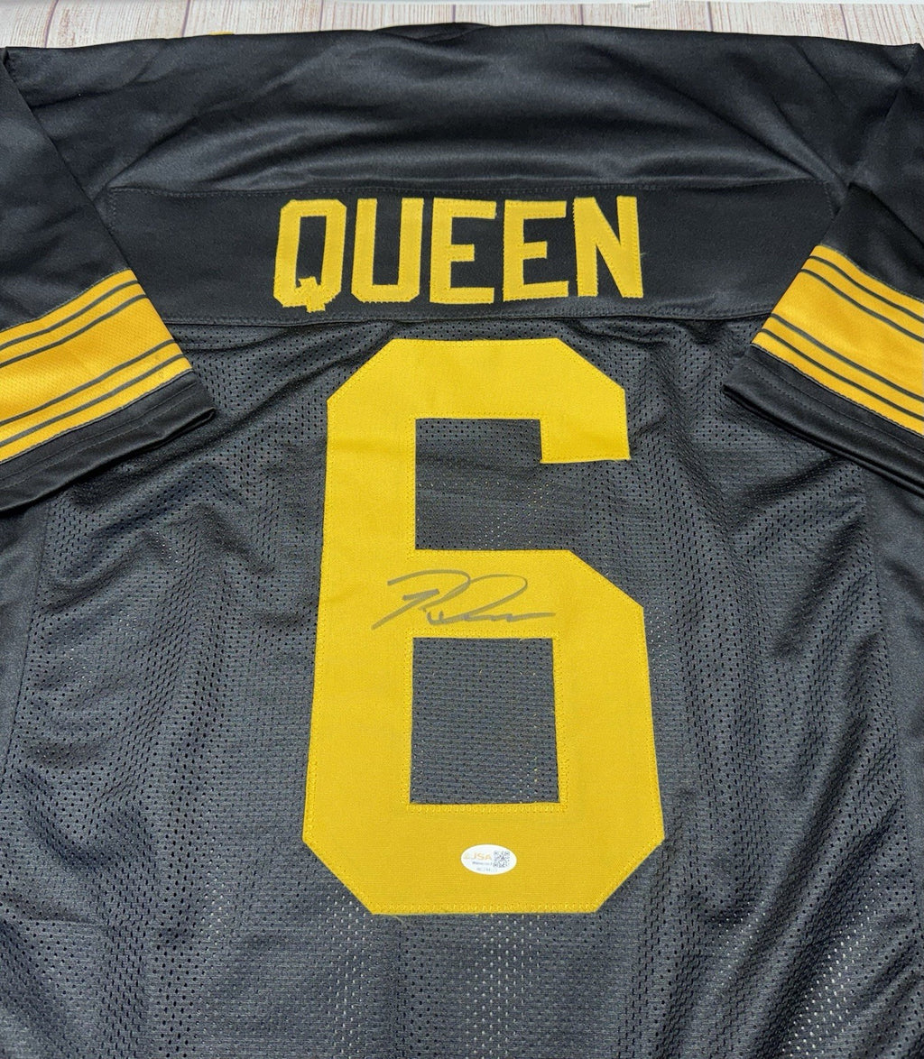 Patrick Queen signature detail on Pittsburgh Steelers Color Rush jersey