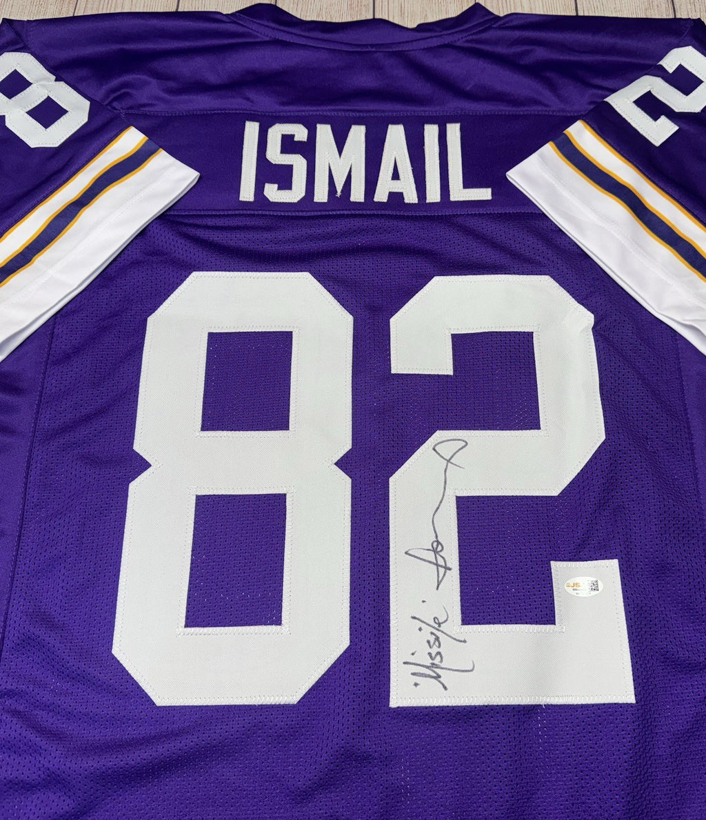 Qadry Ismail signature detail on Minnesota Vikings purple jersey