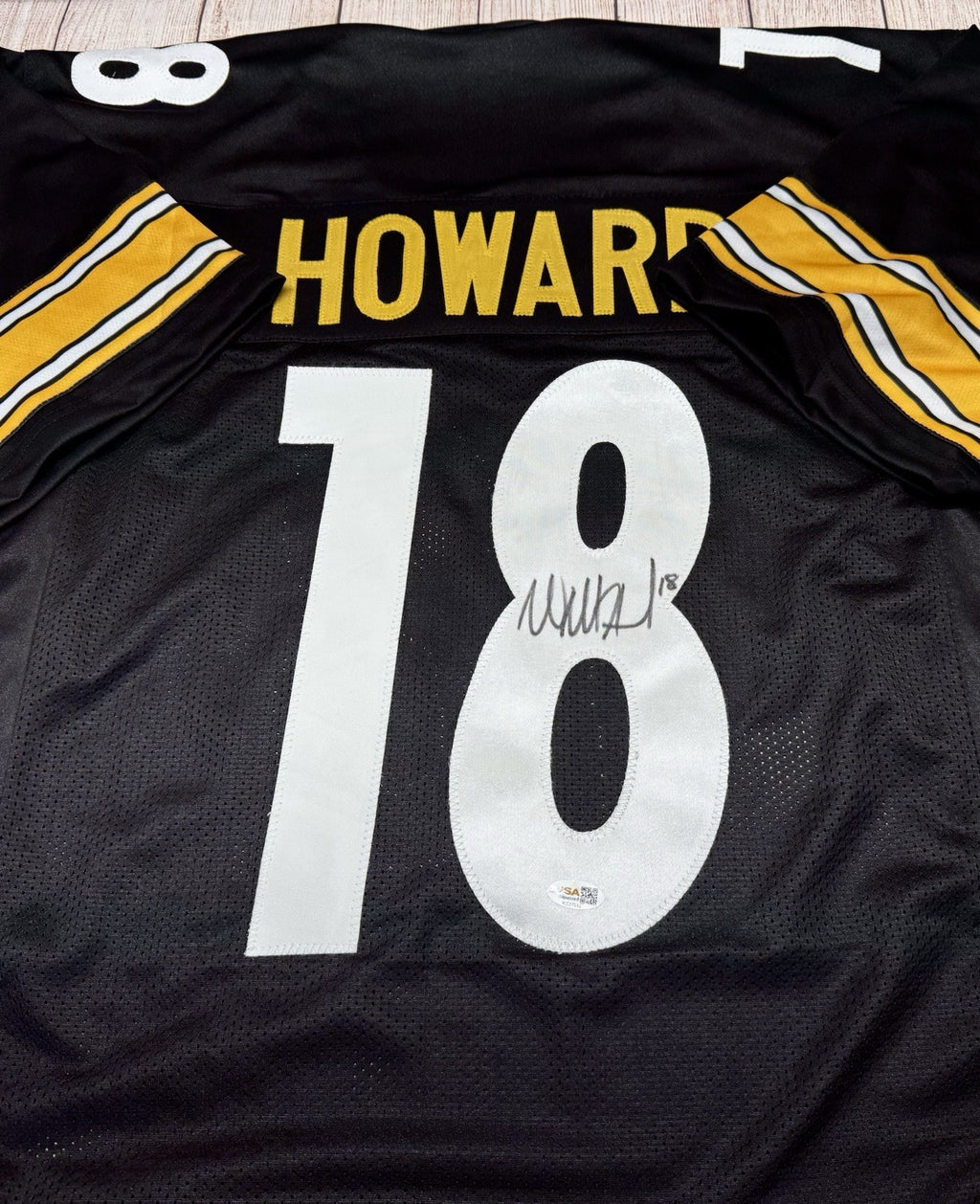Will Howard signature detail on Pittsburgh Steelers black custom jersey