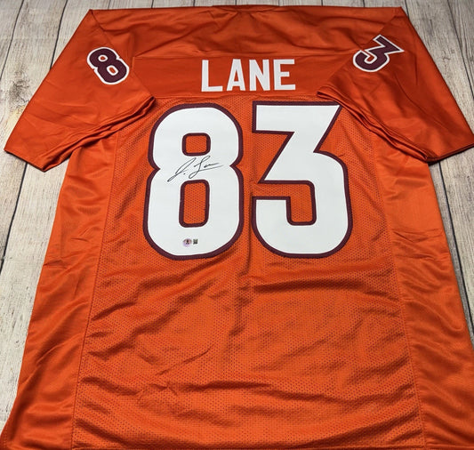 VIRGINIA TECH HOKIES JAYLIN LANE SIGNED ORANGE CUSTOM JERSEY BECKETT COA!!!