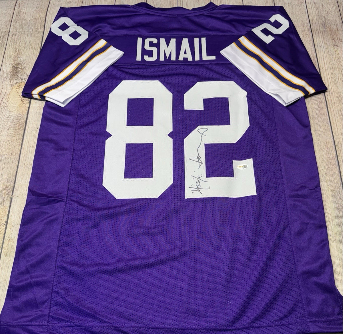Qadry Ismail autographed Minnesota Vikings purple custom jersey with JSA COA