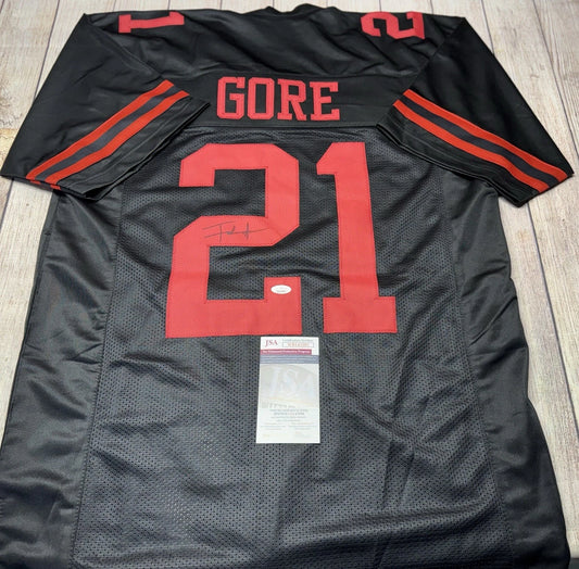 SAN FRANCISCO 49ERS FRANK GORE SIGNED TO BLACK CUSTOM JERSEY JSA COA!!!!