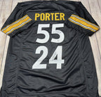 Dual Joey Porter SR JR Autographed Pittsburgh Steelers Black Custom Jersey – JSA COA