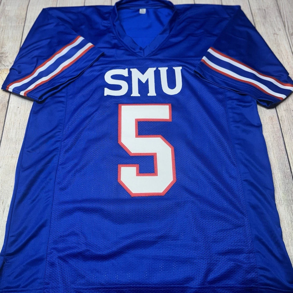 SMU MUSTANGS ELIJAH ROBERTS SIGNED BLUE CUSTOM JERSEY BECKETT COA!!!