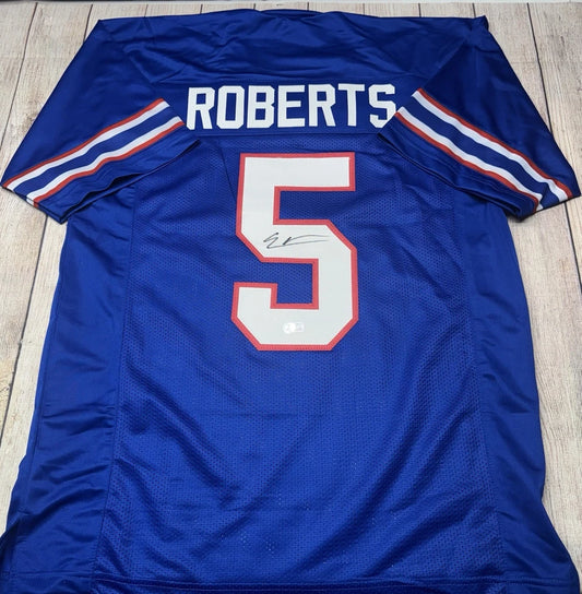 SMU MUSTANGS ELIJAH ROBERTS SIGNED BLUE CUSTOM JERSEY BECKETT COA!!!