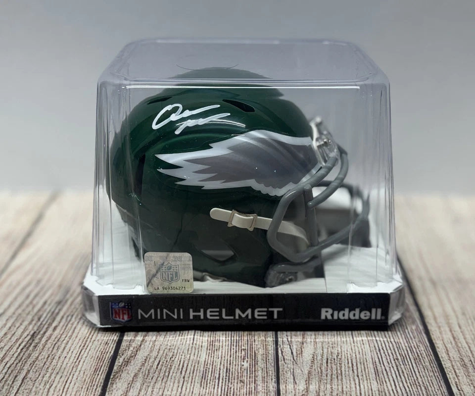 PHILADELPHIA EAGLES QUINYON MITCHELL SIGNED THROWBACK MINI HELMET JSA COA