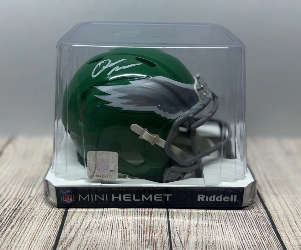 PHILADELPHIA EAGLES QUINYON MITCHELL SIGNED KELLY GREEN MINI HELMET JSA COA