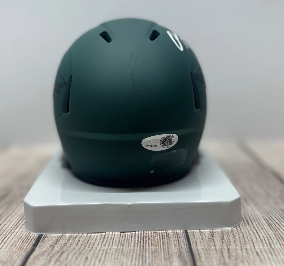 PHILADELPHIA EAGLES QUINYON MITCHELL SIGNED RAVE MINI HELMET JSA COA