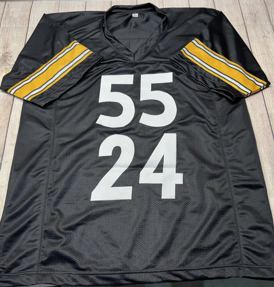 PITTSBURGH STEELERS DUAL SIGNED JOEY PORTER SR & JR BLACK CUSTOM JERSEY JSA COA!