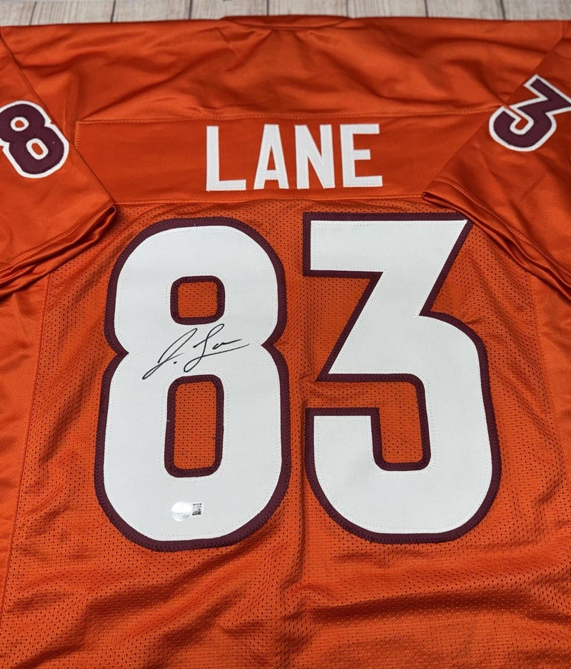 VIRGINIA TECH HOKIES JAYLIN LANE SIGNED ORANGE CUSTOM JERSEY BECKETT COA!!!