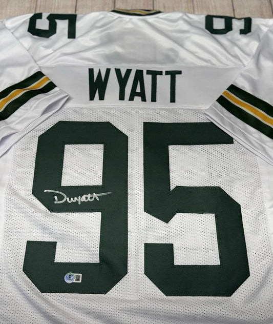 GREEN BAY PACKERS DEVONTE WYATT SIGNED WHITE CUSTOM JERSEY BECKETT COA!!!