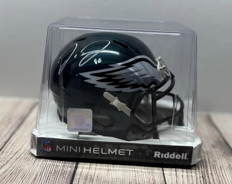 PHILADELPHIA EAGLES JORDAN DAVIS SIGNED KELLY GREEN MINI HELMET JSA